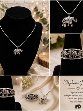 Silver Elephant Pendant Necklace - Women Jewelry